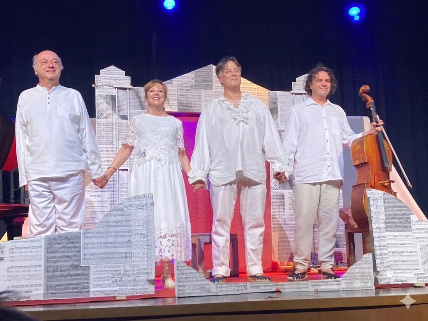 Escena d'A temps d'amor, amb Martí Peraferrer, Clara Valero, Carles Coll Costa i Carles Coll Bardés