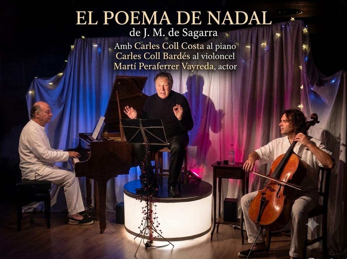 El poema de Nadal: Martí Peraferrer recitant, amb Carles Coll Costa al piano i Carles Coll Bardés al violoncel